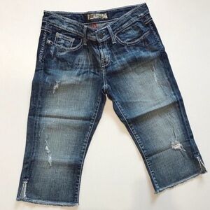 BKE The Buckle Womens Sz 25 Sarah Stretch Cropped Jeans Capri Denim Distressed